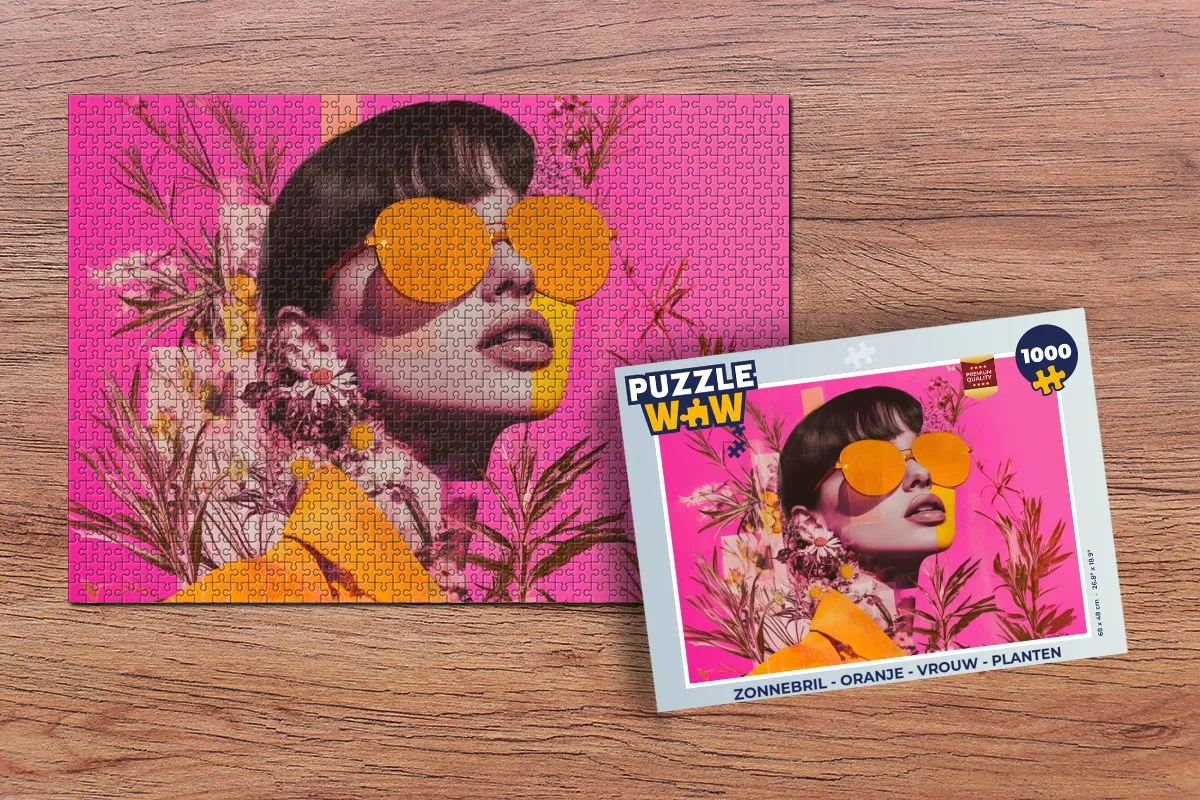 PuzzleWow Zonnebril Legpuzzel 1000 Stuks - Oranje