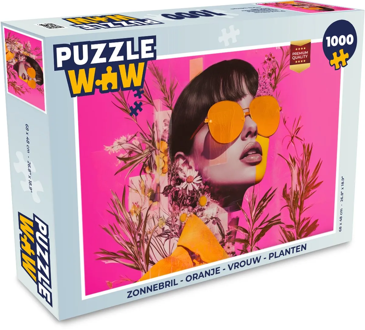 PuzzleWow Zonnebril Legpuzzel 1000 Stuks - Oranje