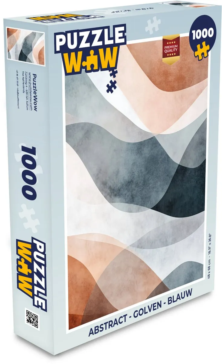 PuzzleWow Abstract Golven Legpuzzel 1000 Stuks - Blauw