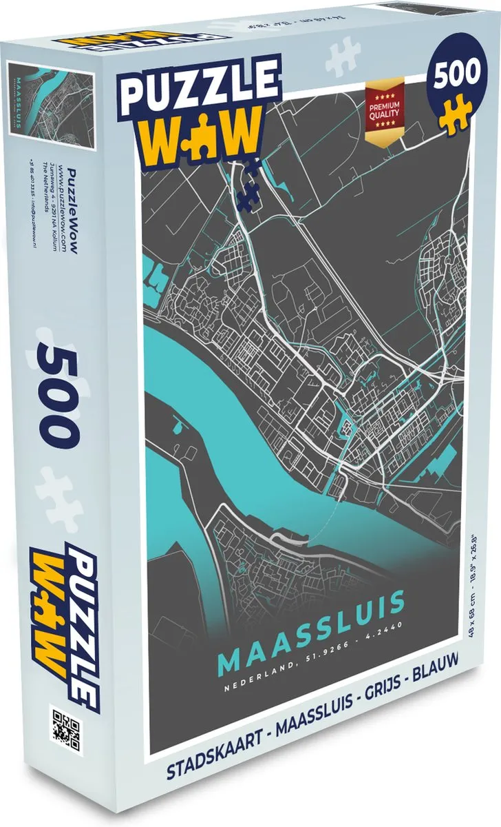 PuzzleWow Stadskaart Maassluis Legpuzzel 500 Stuks