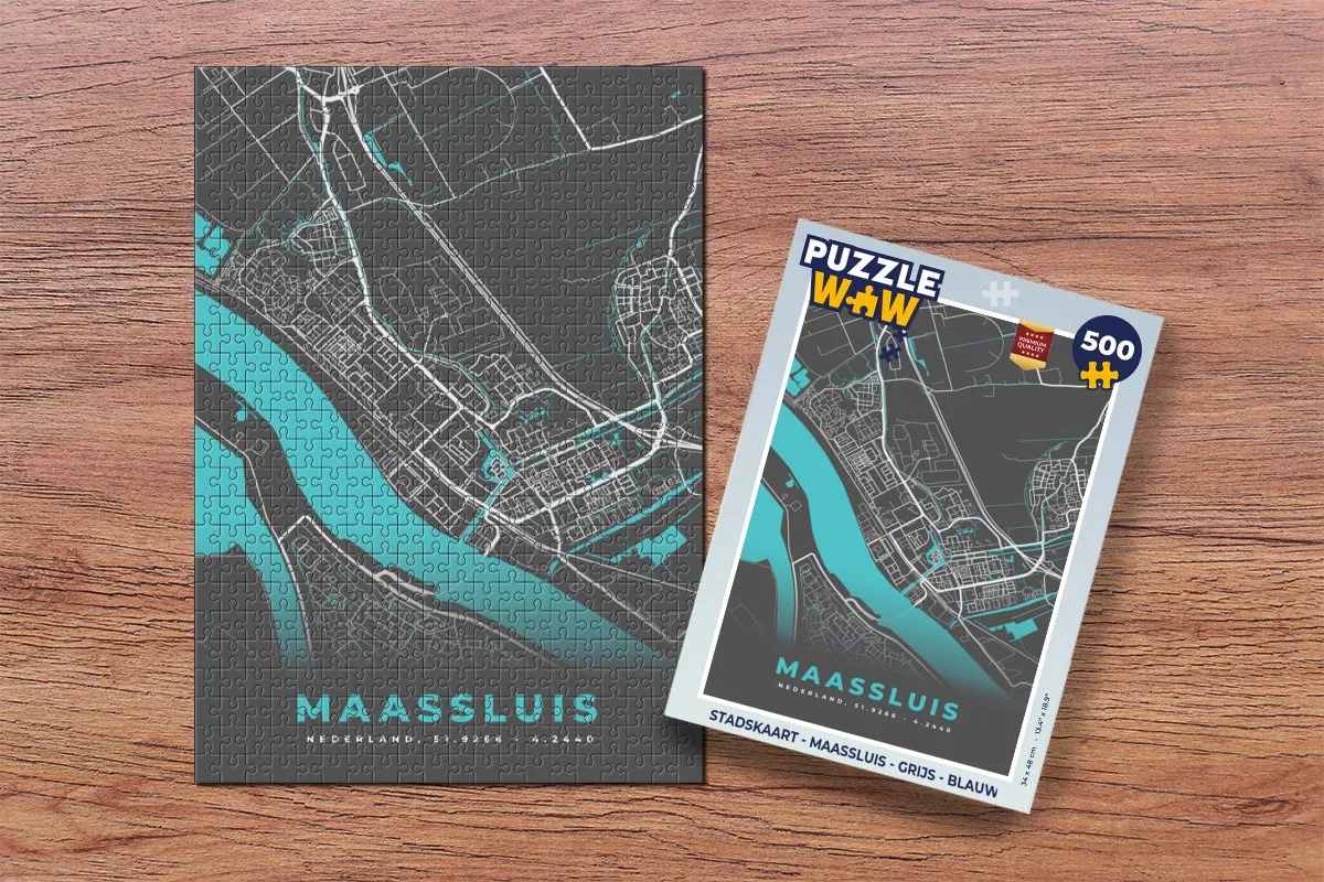 PuzzleWow Stadskaart Maassluis Legpuzzel 500 Stuks - Multicolor
