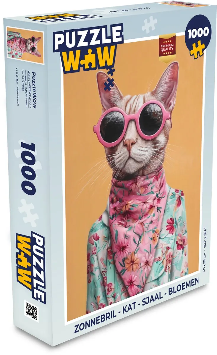 PuzzleWow Legpuzzel Zonnebril Kat