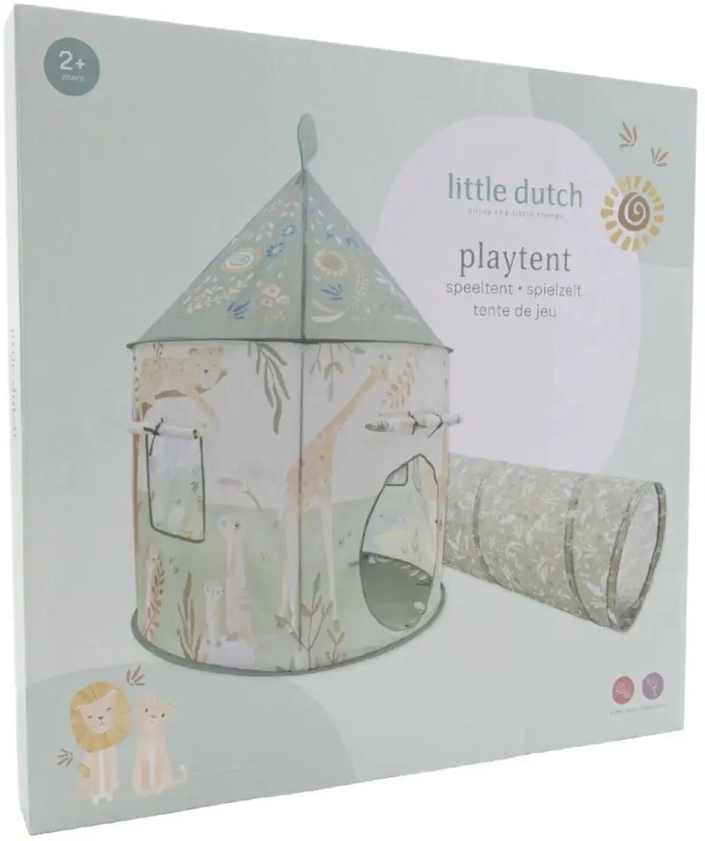 Little Dutch Safari Friends Speeltent met Kruiptunnel - Groen - afbeelding 2 van 6