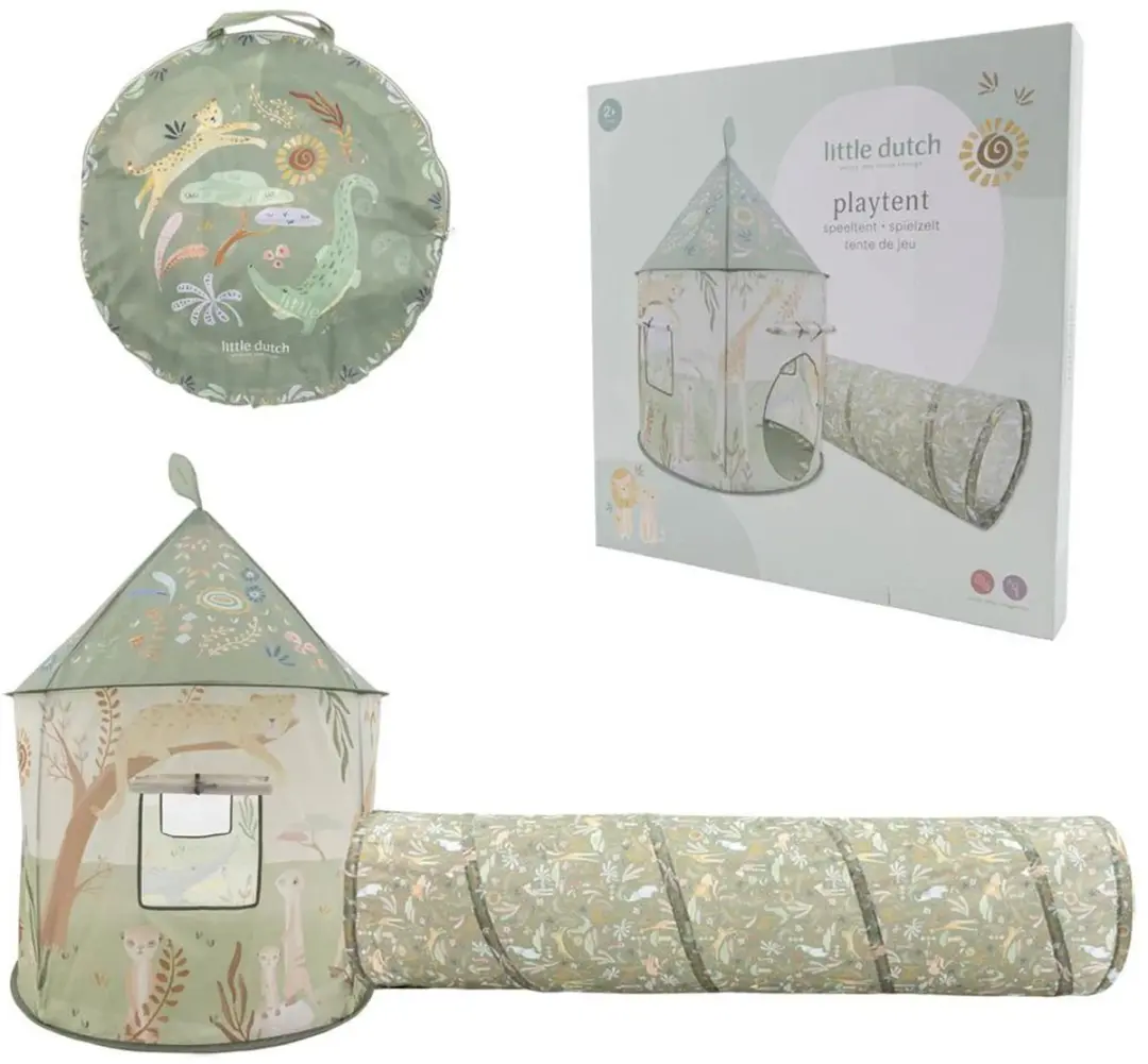 Little Dutch Safari Friends Speeltent met Kruiptunnel - Groen - afbeelding 6 van 6