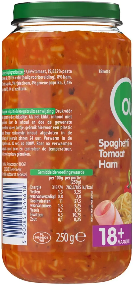 Olvarit Pasta Tomaat Ham 250g