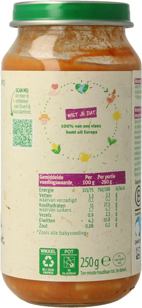 Olvarit Pasta Tomaat Ham 250g