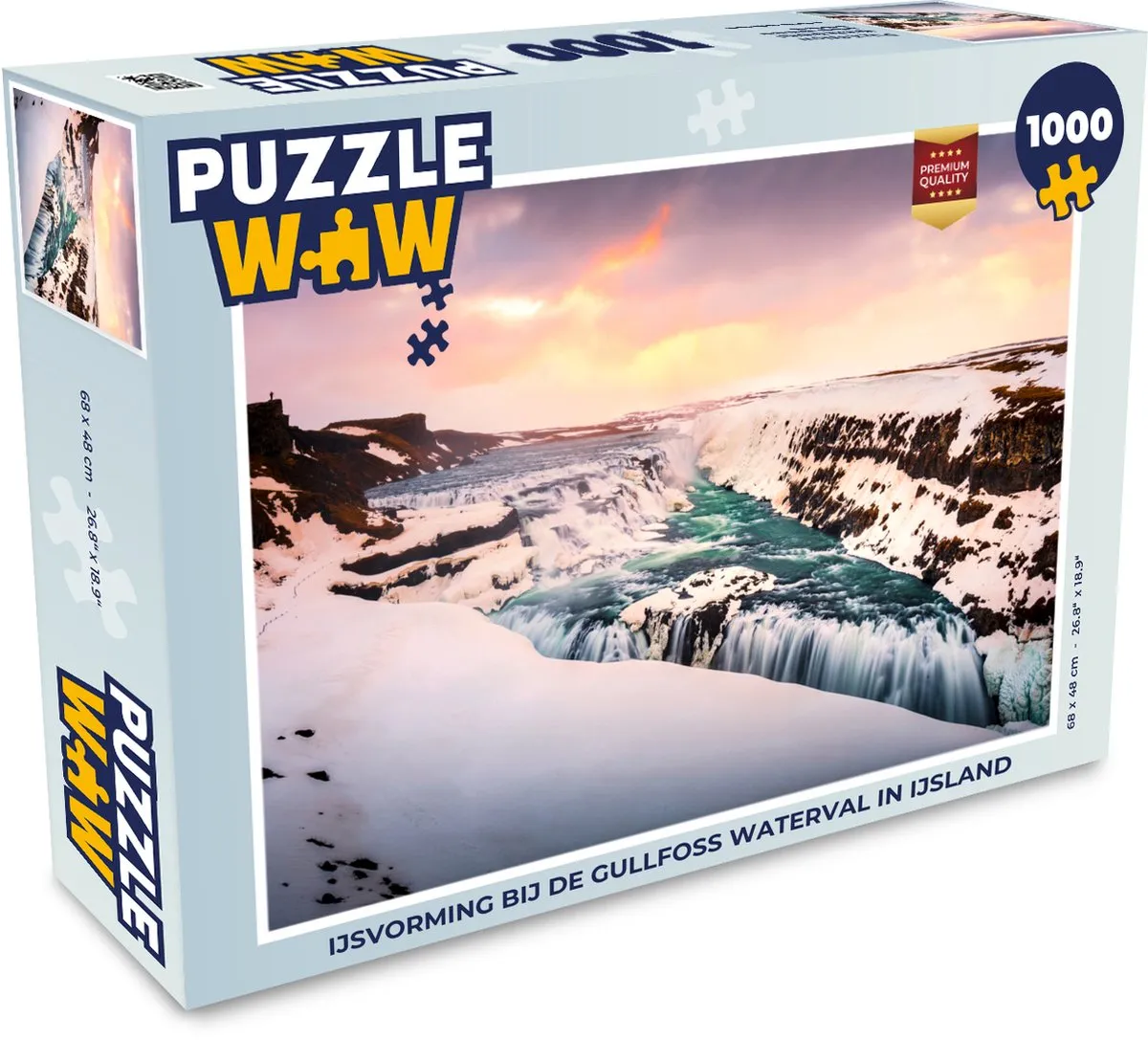 PuzzleWow Legpuzzel IJsvorming Gullfoss 1000 Stuks - Multicolor