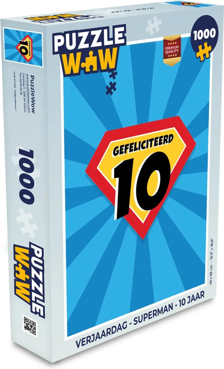 PuzzleWow Superman Verjaardag Legpuzzel 1000 Stuks - Multicolor