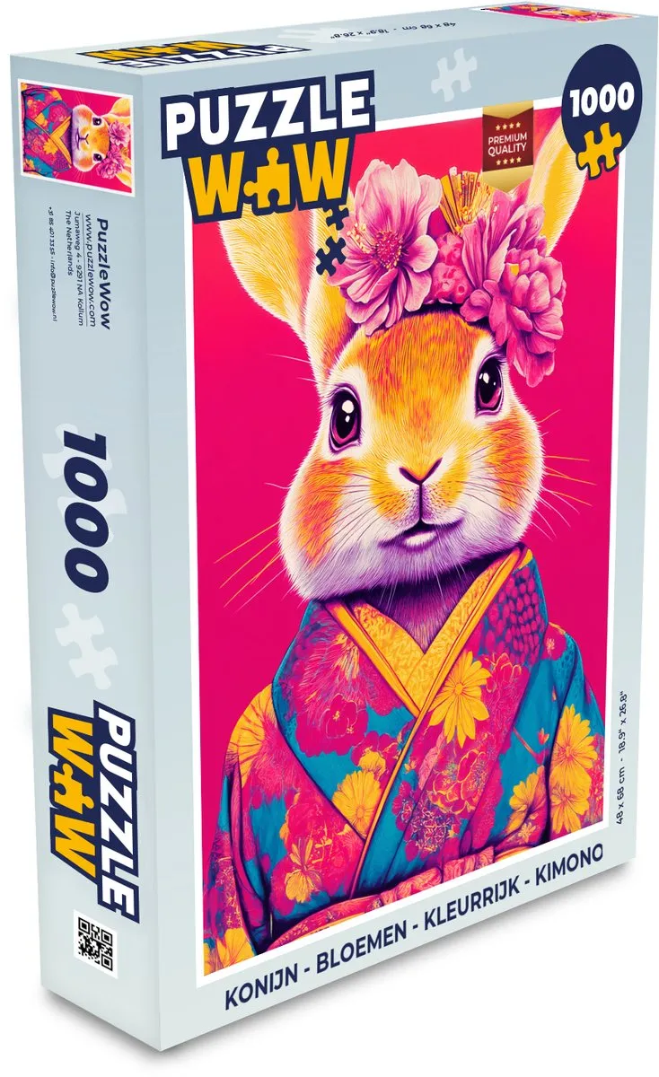 PuzzleWow Konijn Bloemen Legpuzzel 1000 Stuks - MPN 8721375313336
