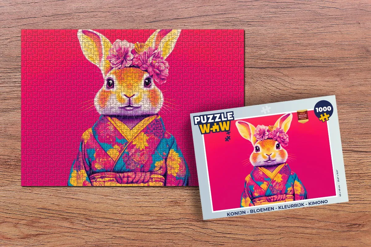 PuzzleWow Konijn Bloemen Legpuzzel 1000 Stuks - MPN 8721375313336