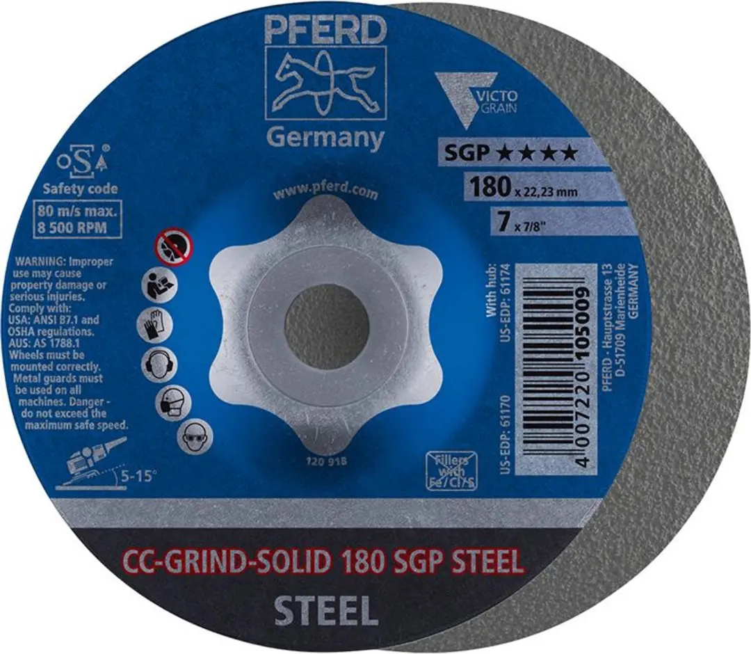 Pferd CC-GRIND Solid SGP STEEL Schuurschijf 180mm