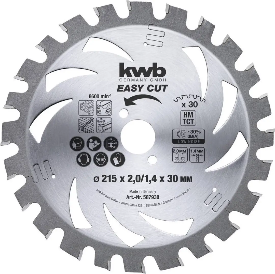 KWB Hardmetaal Cirkelzaagblad 215mm 30 Tanden - afbeelding 2 van 3