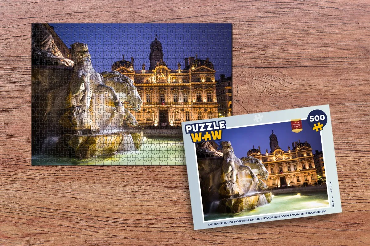 PuzzleWow De Bartholdi-fontein Lyon Legpuzzel 500 Stuks - Multicolor