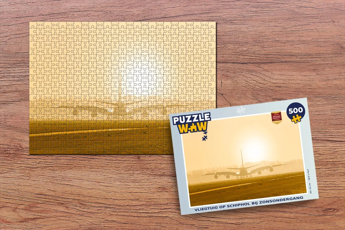 PuzzleWow Legpuzzel Vliegtuig op Schiphol 500 Stuks - Multicolor