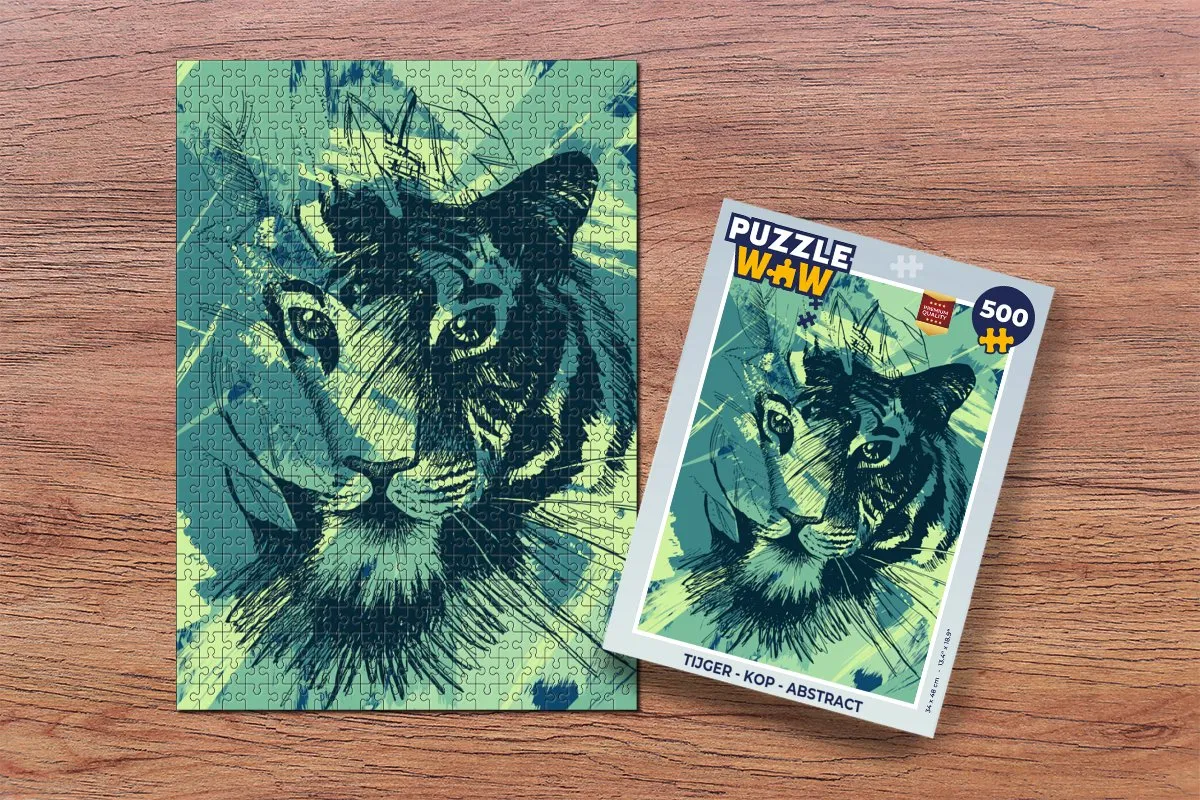 PuzzleWow Tijger Kop Abstract Legpuzzel 500 Stuks - Multicolor