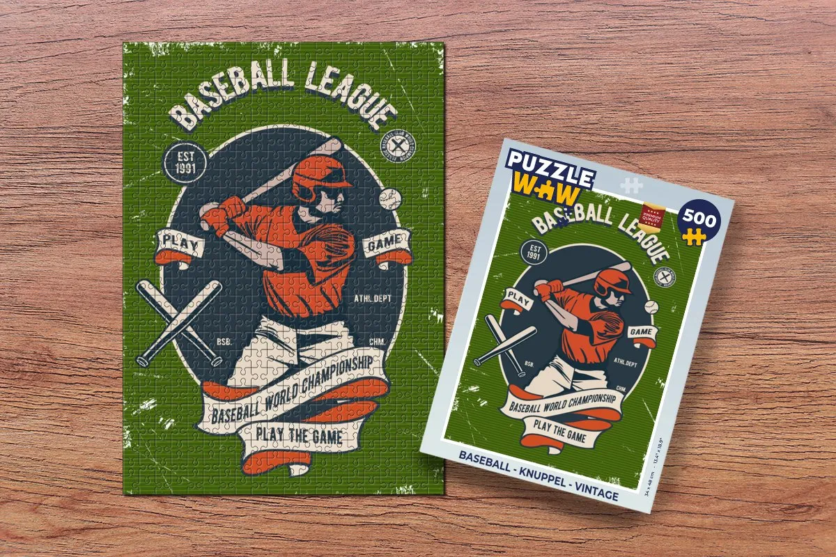 PuzzleWow Baseball Knuppel Vintage Legpuzzel 500 Stuks - Multicolor
