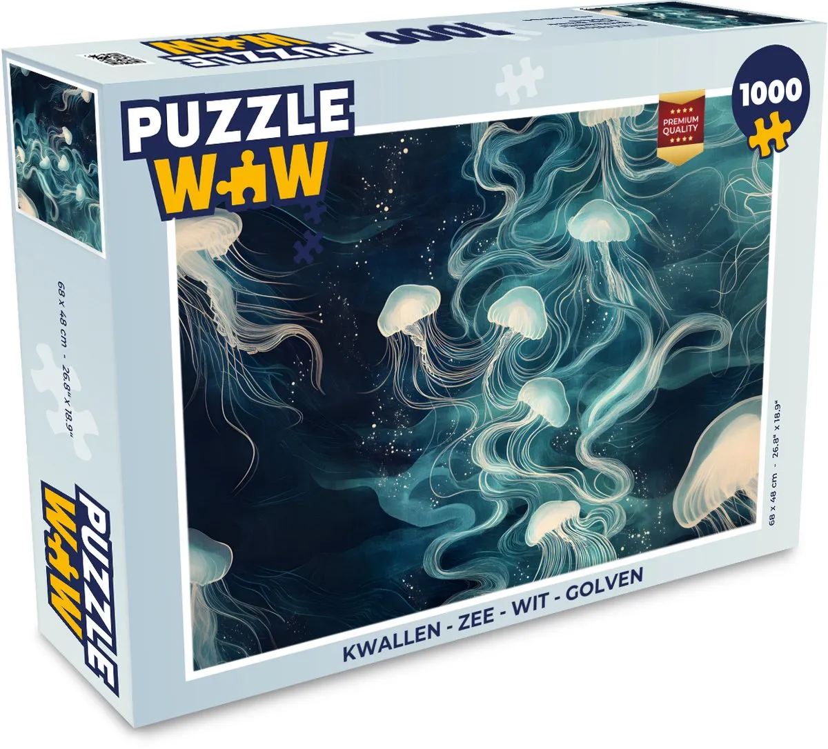 PuzzleWow Kwallen Legpuzzel 1000 Stuks - Wit