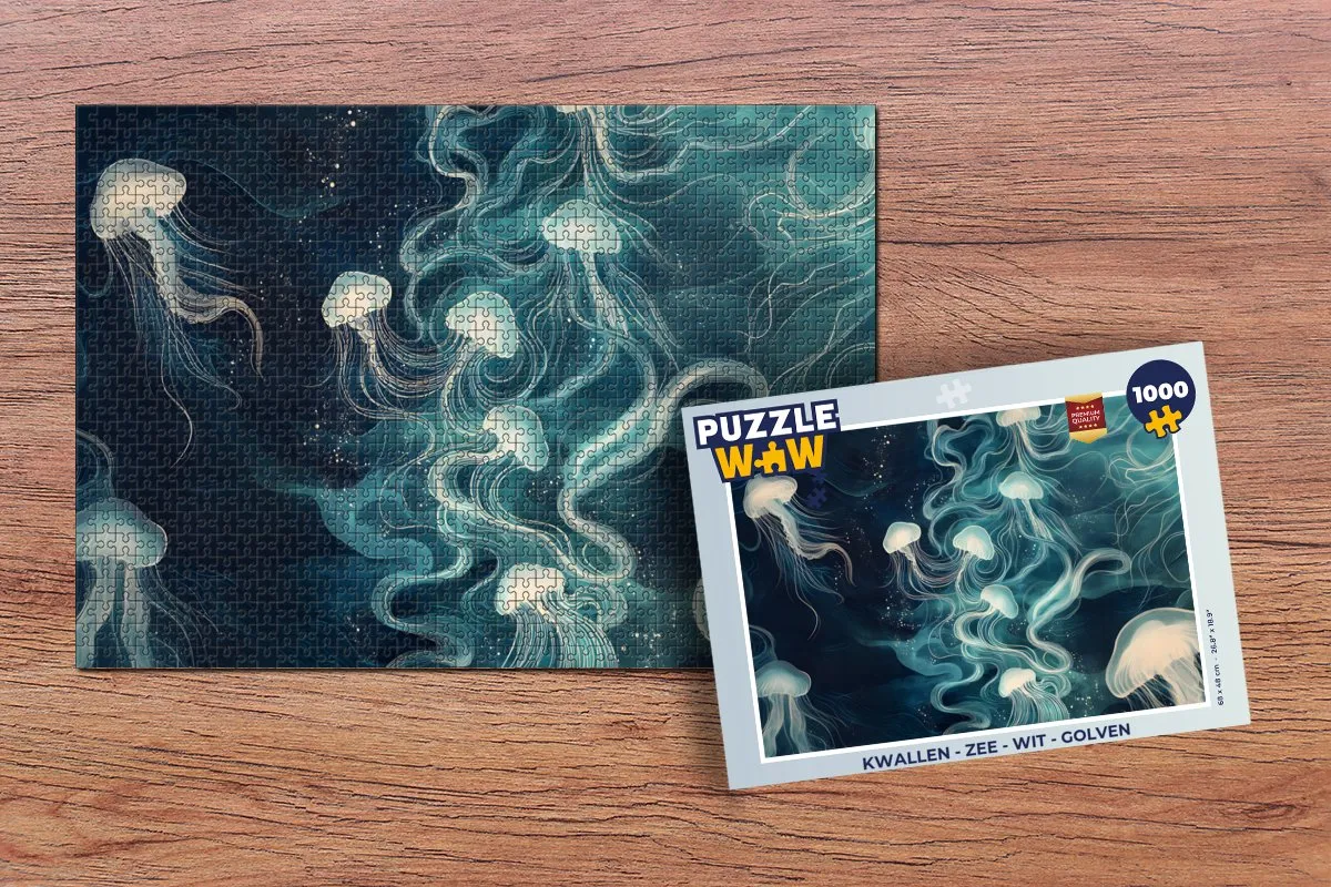 PuzzleWow Kwallen Legpuzzel 1000 Stuks - Wit