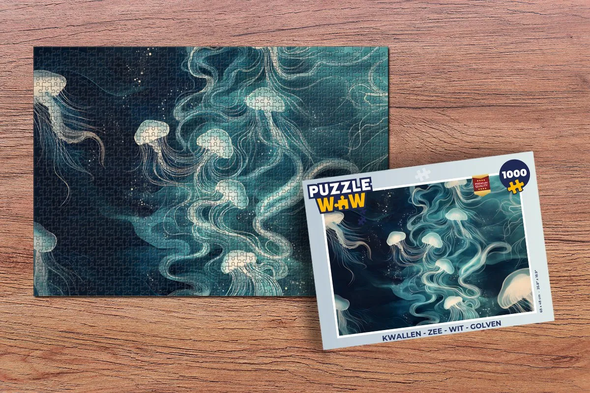 PuzzleWow Kwallen Legpuzzel 1000 Stuks - Wit