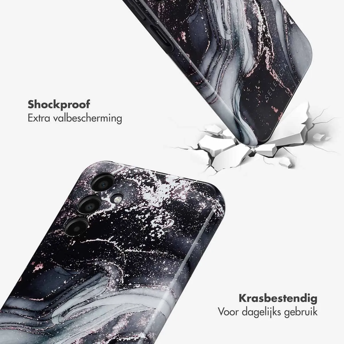 Selencia Hoesje Samsung Galaxy A15 - Chic Marble Black - afbeelding 6 van 6