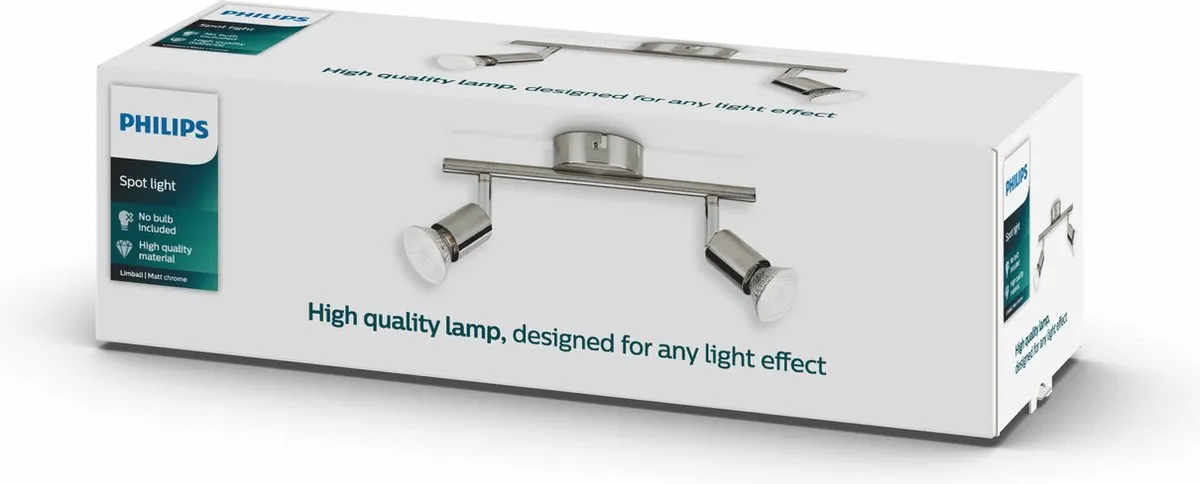 Philips Limbali Opbouwspot Mat Chroom - 2x GU10 4,8W Warmwit