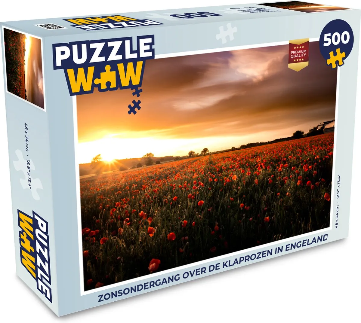 PuzzleWow Legpuzzel Zonsondergang Klaprozen Engeland 500 Stuks