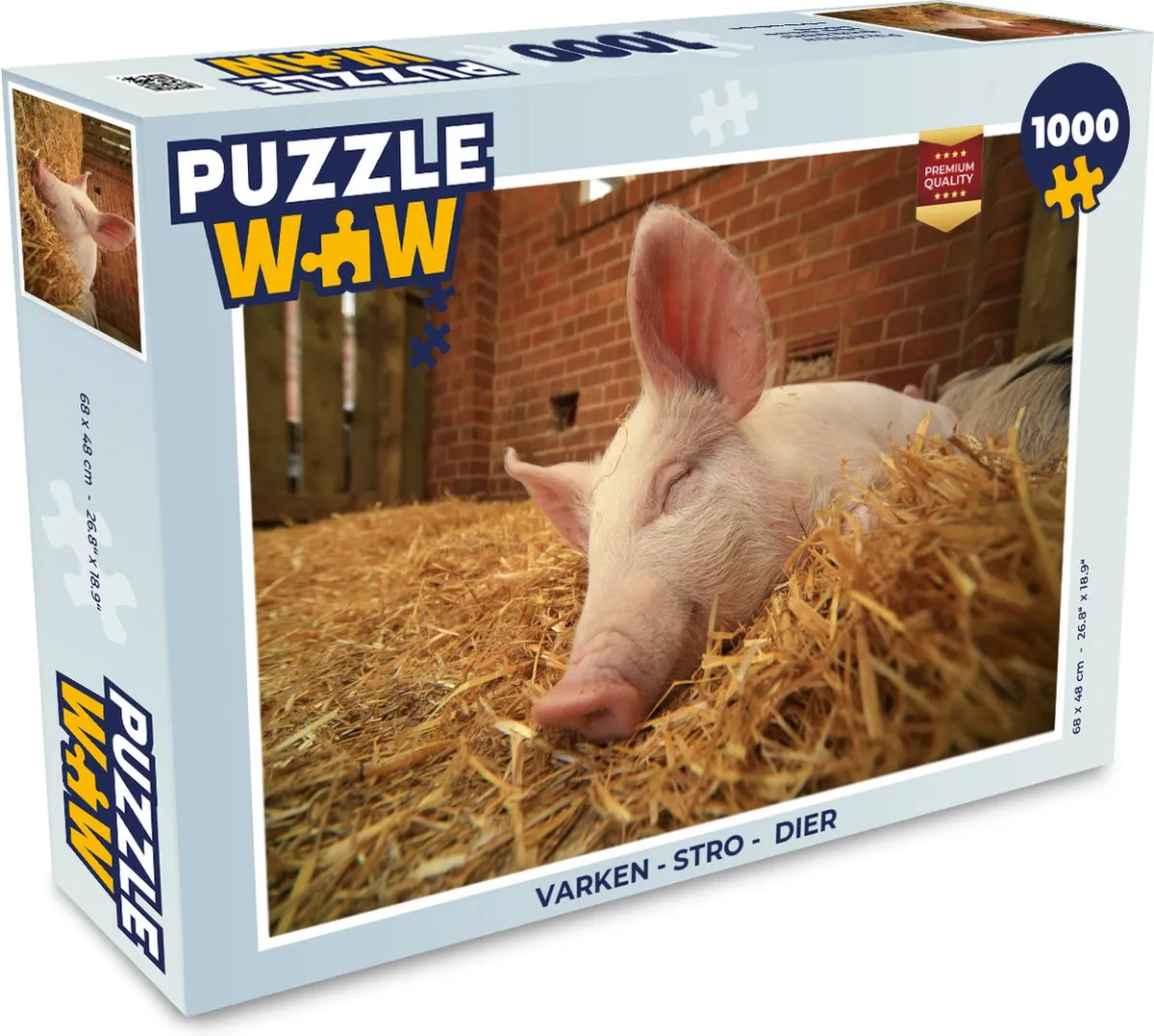 PuzzleWow Varken Stro Legpuzzel 1000 Stuks - Multicolor
