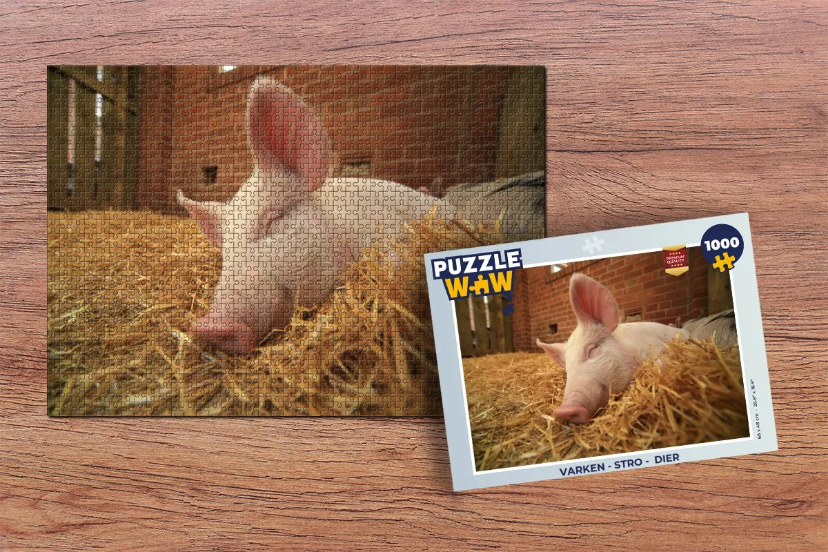 PuzzleWow Varken Stro Legpuzzel 1000 Stuks - Multicolor