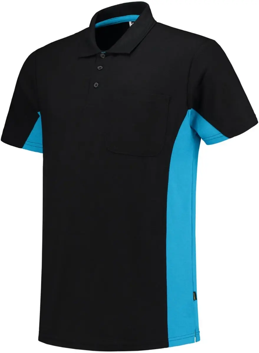 Tricorp Poloshirt Bicolor Borstzak 202002 Zwart / Turquoise