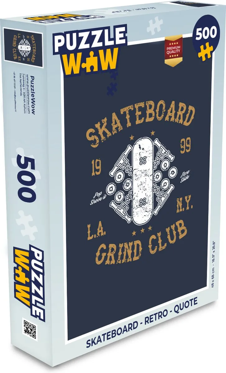 PuzzleWow Skateboard Retro Quote Legpuzzel 500 Stuks