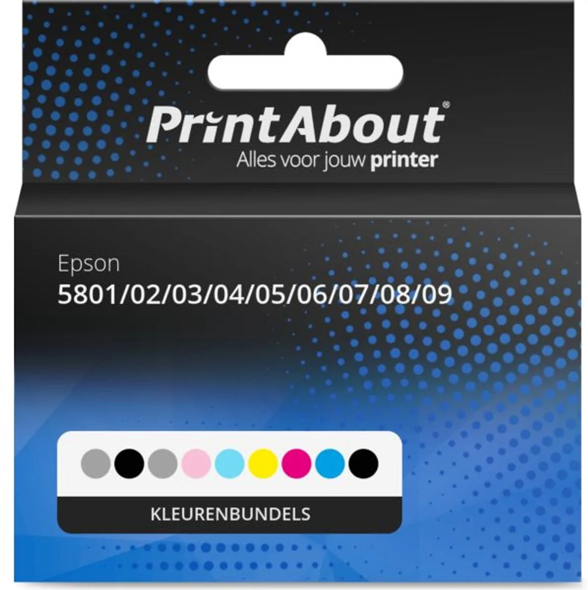 PrintAbout Inktcartridge T580 Kleurenbundel - 828ml - o.a. Epson