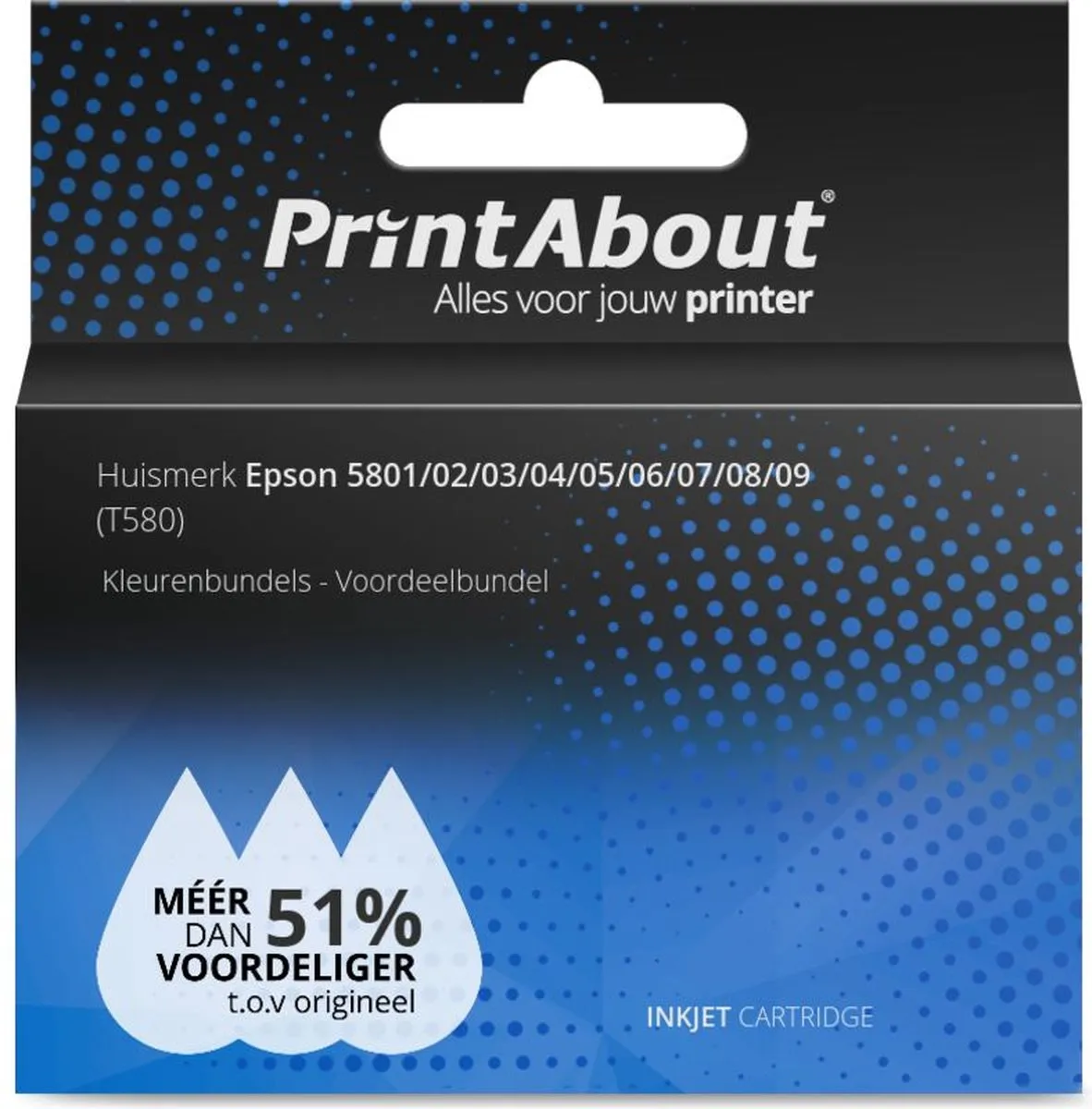 PrintAbout Inktcartridge T580 Kleurenbundel - 828ml - o.a. Epson