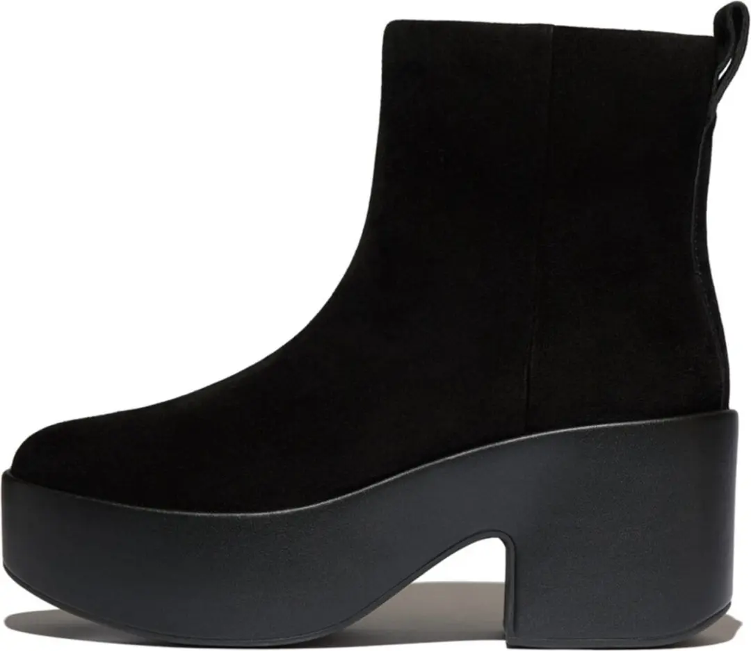 FitFlop Platfforms Suede Heeled Ankle Boots ZWART
