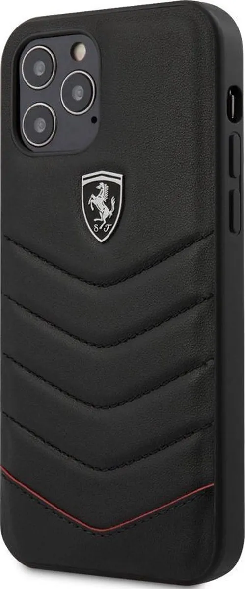 Ferrari iPhone 12 Pro Max Hoesje - Effen Zwart - Leer
