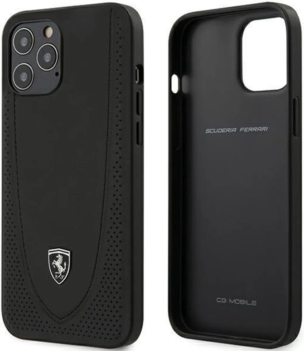 Ferrari iPhone 12 Pro Max Hoesje - Effen Zwart - Leer