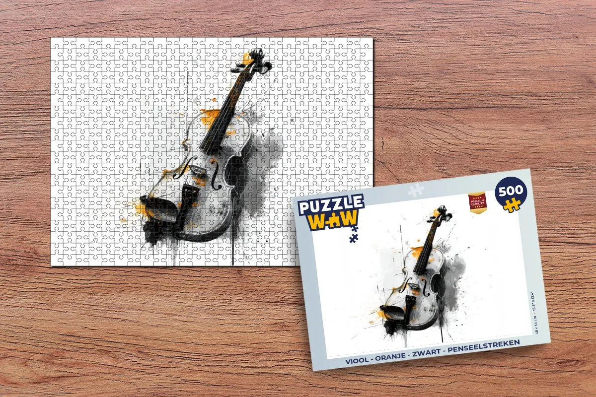 PuzzleWow Viool Legpuzzel 500 Stuks - Oranje/Zwart