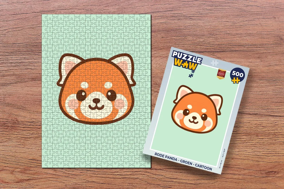 PuzzleWow Rode Panda Legpuzzel 500 Stuks - Groen