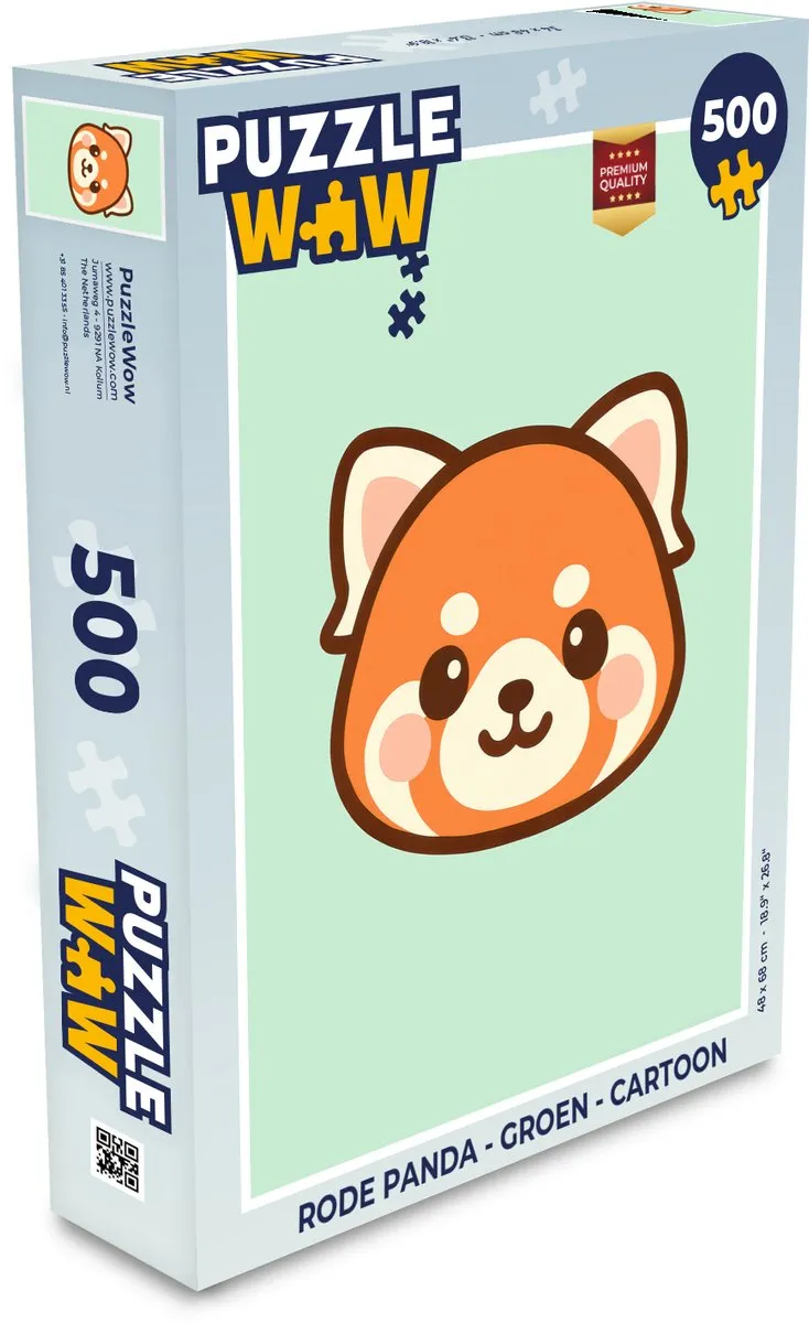 PuzzleWow Rode Panda Legpuzzel 500 Stuks - Groen