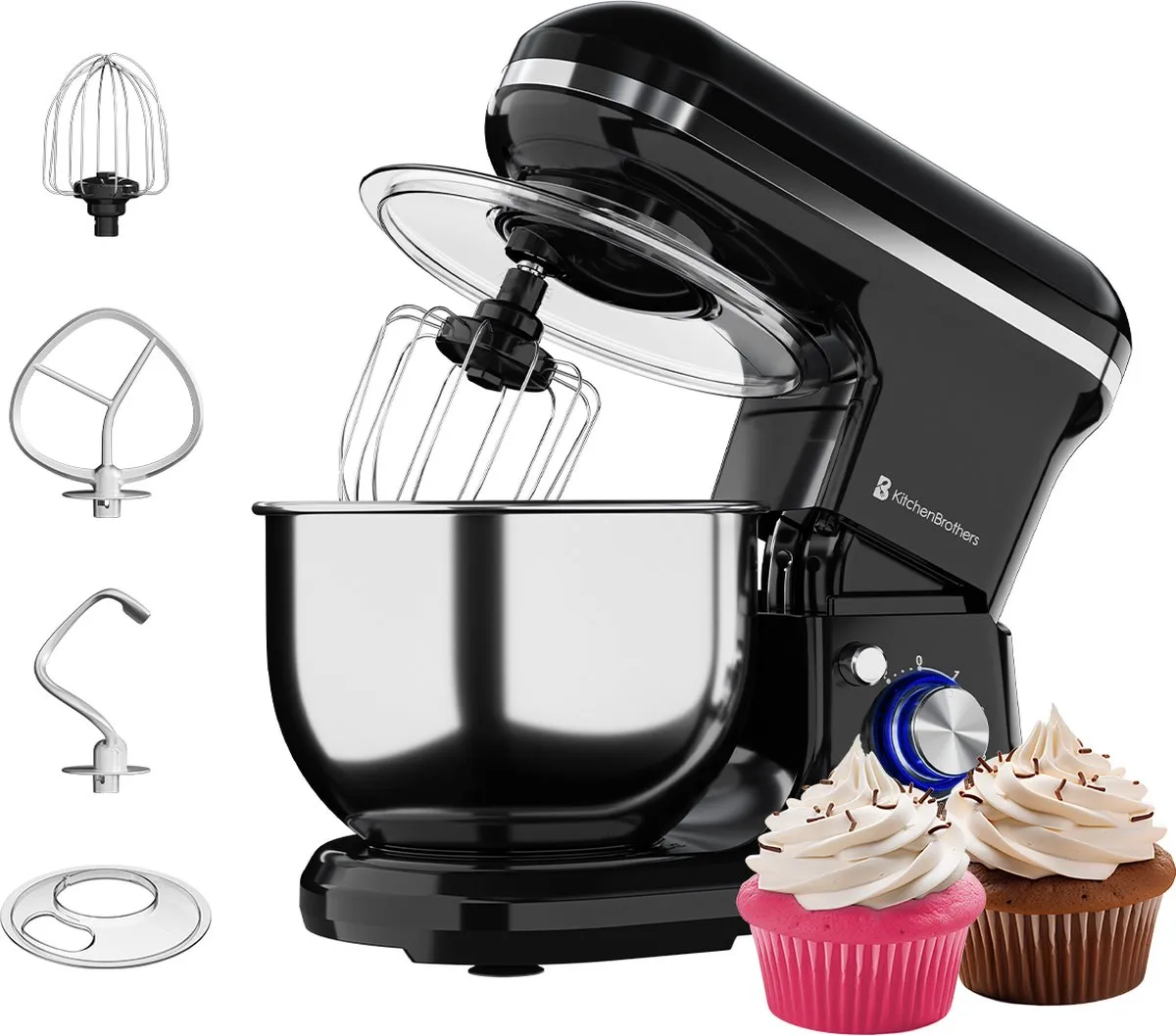KitchenBrothers 1200W Keukenmachine 7-snelheden
