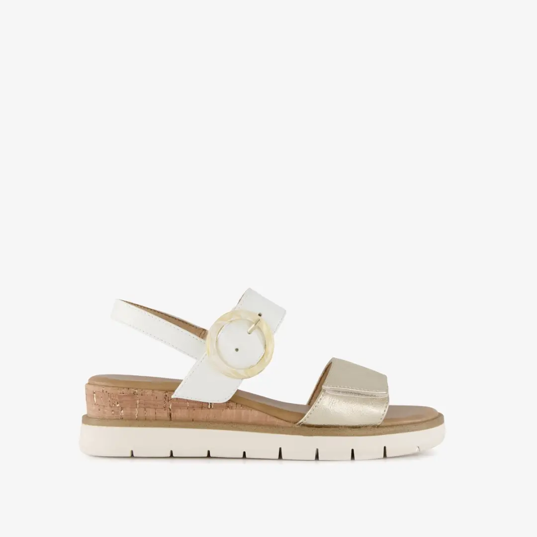 Marco Tozzi Dames Sandalen Wit Champagne - Maat 39 - afbeelding 6 van 6
