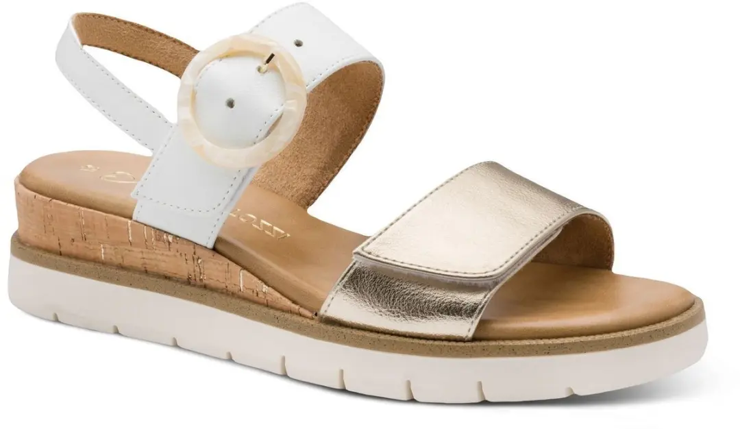 Marco Tozzi Dames Sandalen Wit Champagne - Maat 39 - afbeelding 4 van 6