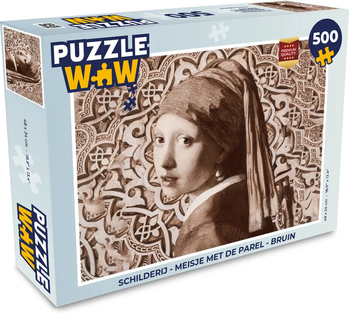 PuzzleWow Meisje met de parel Legpuzzel 500 Stuks