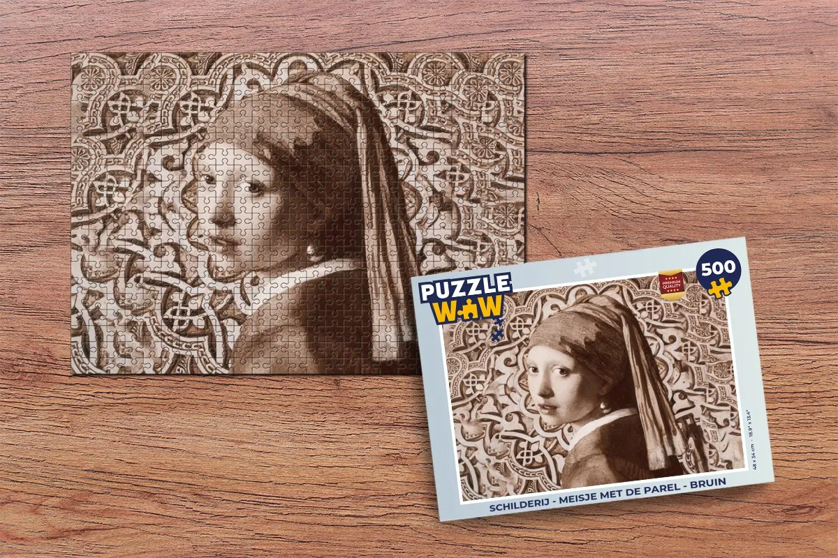 PuzzleWow Meisje met de parel Legpuzzel 500 Stuks - Multicolor