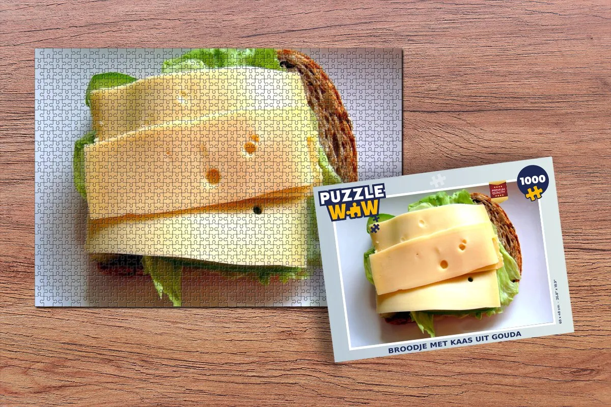 PuzzleWow Brood Kaas Gouda Legpuzzel 1000 Stuks - Multicolor