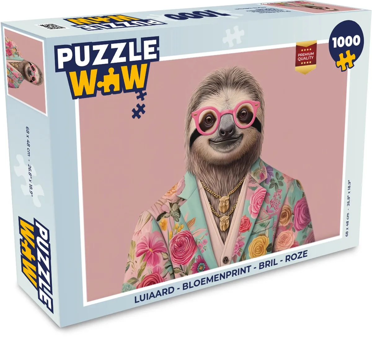 PuzzleWow Luiaard Bloemenprint Legpuzzel 1000 Stuks