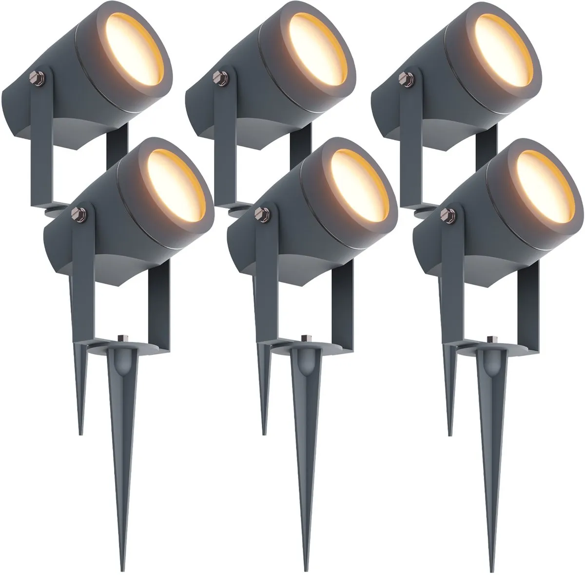 LEDVION 6x LED Prikspots Antraciet IP44 - 1W 3000K