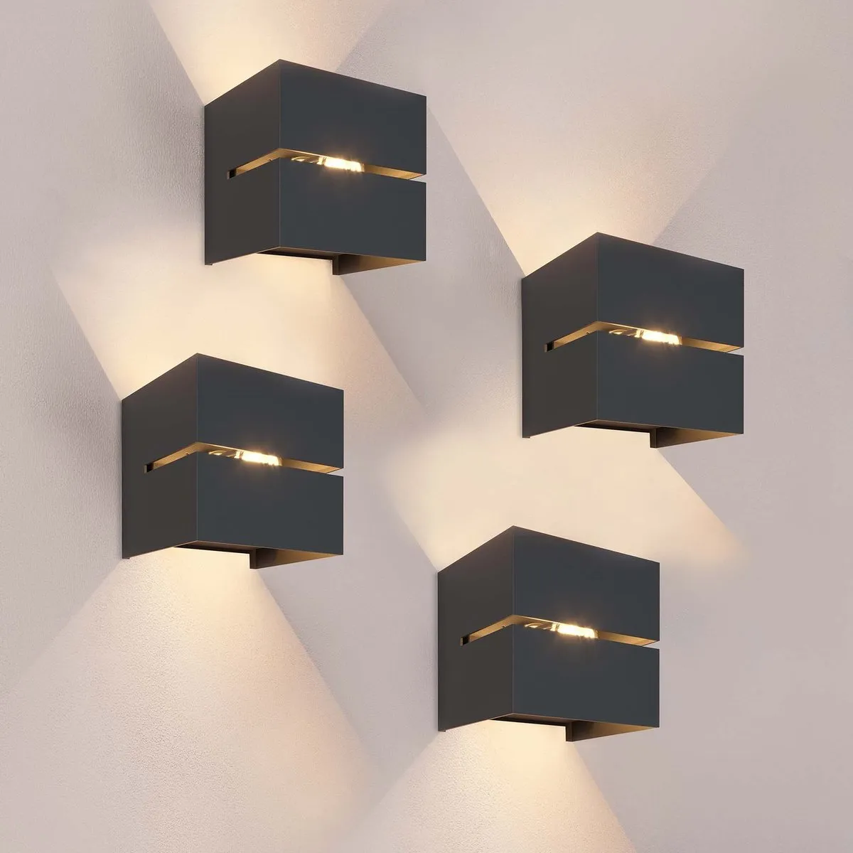 Ledvion 4x USB Wandlamp 4400mAh Sensor - Zwart