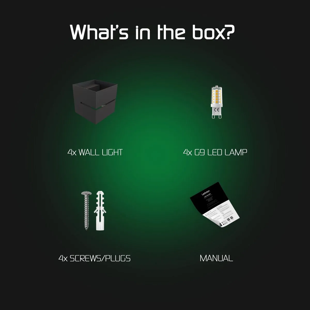 Ledvion 4x USB Wandlamp 4400mAh Sensor - Zwart