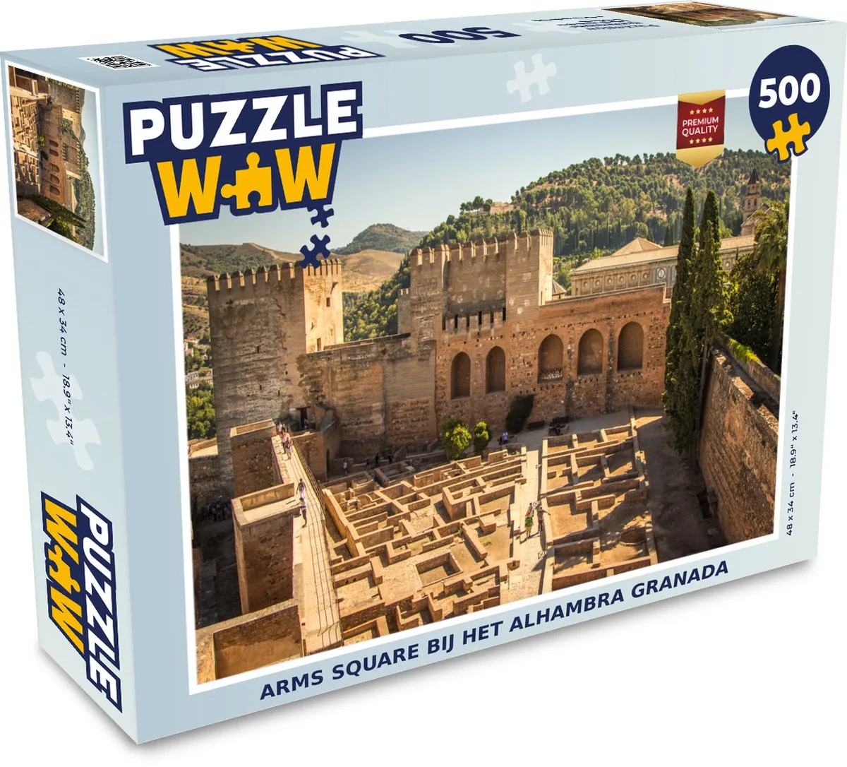 PuzzleWow Arms Square bij het Alhambra Granada Legpuzzel 500 Stuks - Multicolor