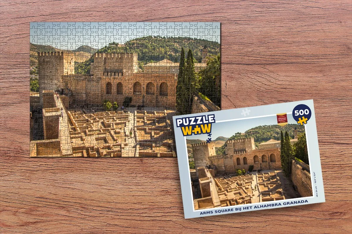 PuzzleWow Arms Square bij het Alhambra Granada Legpuzzel 500 Stuks - Multicolor